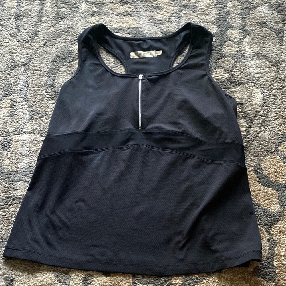 Black Mesh Sleeveless Top with Zipper